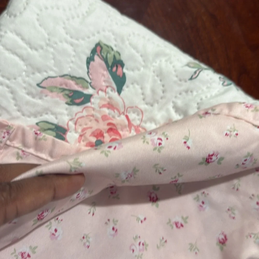 Simply shabby chic Floral Quilted pillow cover 21x 36 inches.